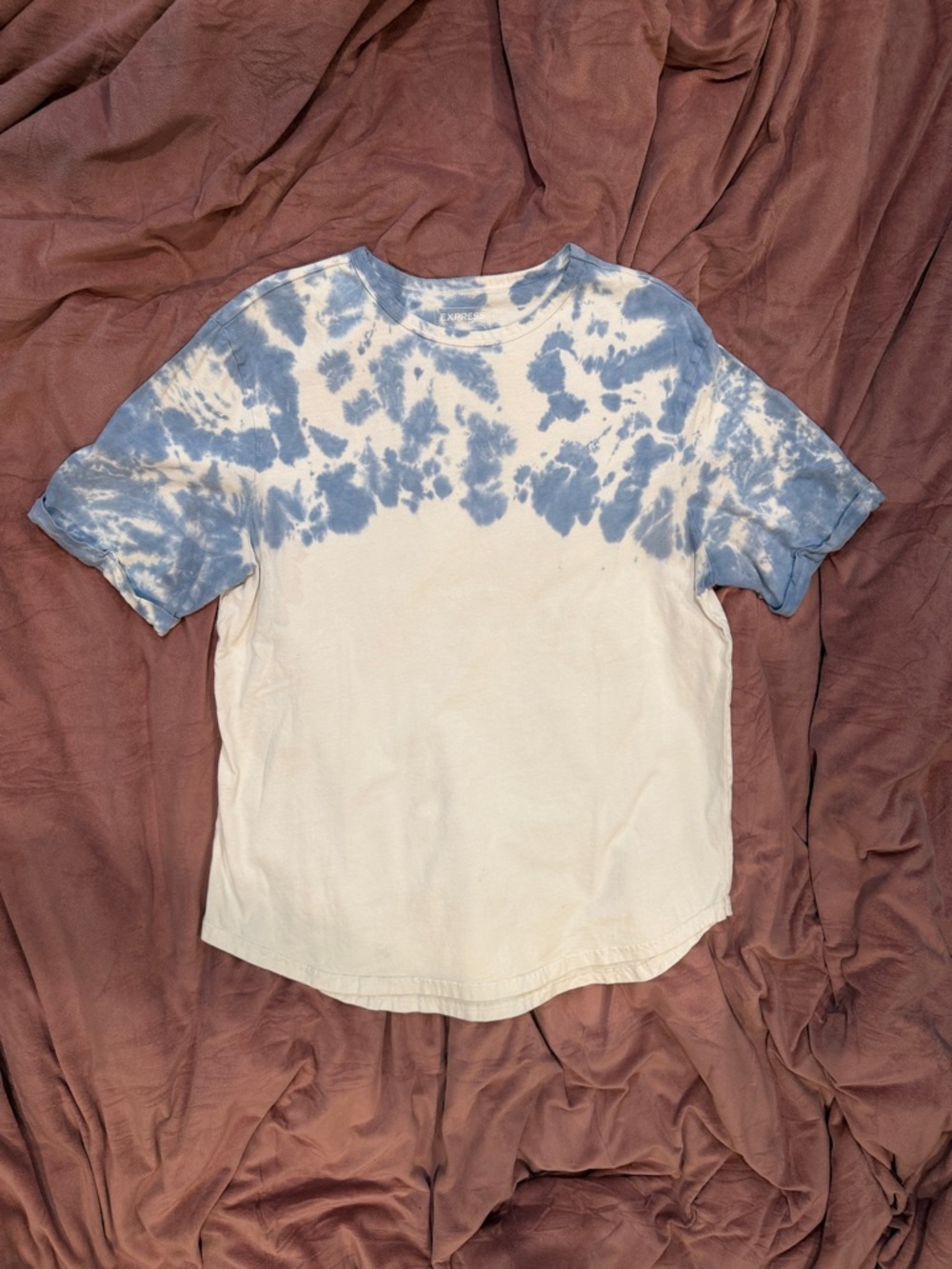 Express Blue and White Tie-Dye Short Sleeve Tee